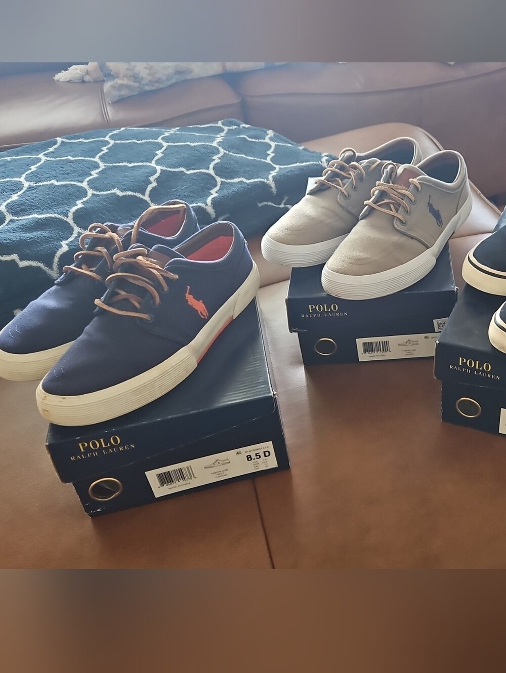 Polo by Ralph Lauren Men's Low-Top Canvas Sneakers in Navy, Tan, & Black